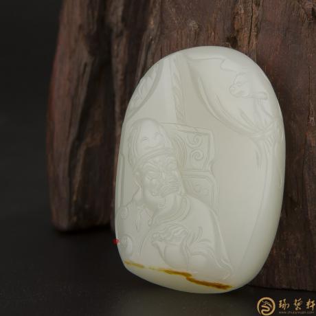 【琢艺轩】新疆和田玉红皮白玉籽玉把件 运筹帷幄 44克