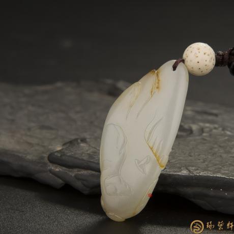 【琢艺轩】新疆和田玉秋梨皮白玉籽玉挂件（独籽） 远行 10.8克