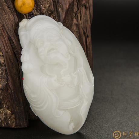 【琢艺轩】新疆和田玉黄皮一级白玉籽玉把件 财神 129.6克