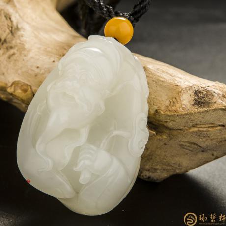 【琢艺轩】新疆和田玉红皮白玉籽玉把件 财神 61.5克