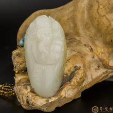 新疆和田玉洒金皮白玉籽玉把件 望子成龙 159.9克