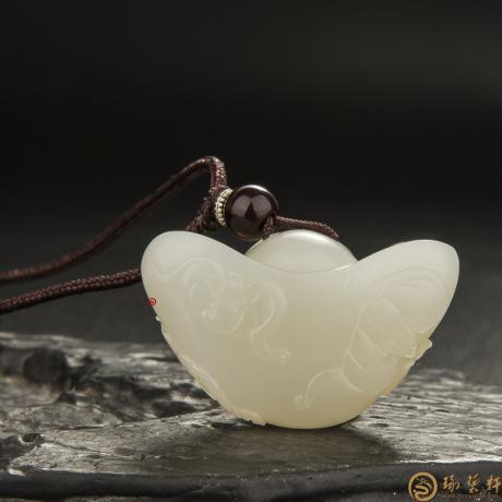 【琢艺轩】新疆和田玉洒金皮白玉籽玉挂件 五福献宝 14.3克