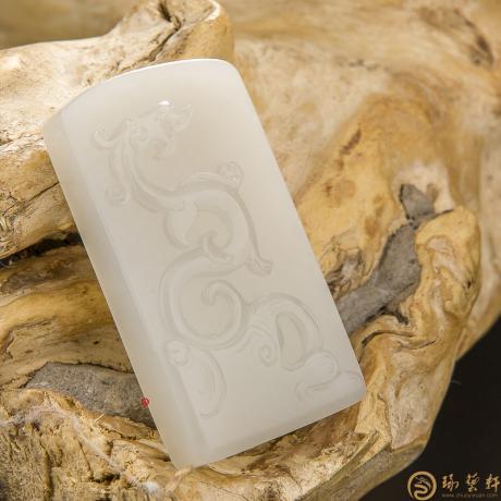 【琢艺轩】新疆和田玉白皮白玉籽玉玉牌 龙凤呈祥 34.2克