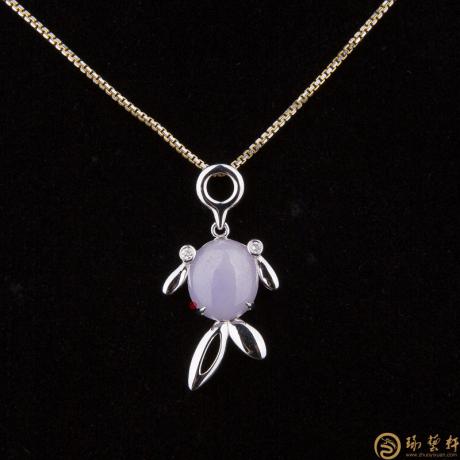 【琢艺轩】天然A货紫罗兰翡翠吊坠18k金 鸢飞鱼跃 4.5克
