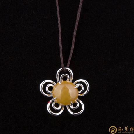 【琢艺轩】天然A货黄翡翠18k金吊坠 百花齐放 3克