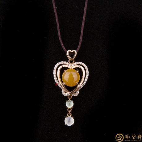 【琢艺轩】天然A货黄翡翠18k金吊坠 怦然心动 2.5克