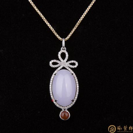 【琢艺轩】天然A货紫罗兰翡翠18k金镶钻吊坠 晶肌玉骨 6.8克