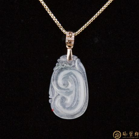 【琢艺轩】天然A货翡翠18k金吊坠 如意 3克