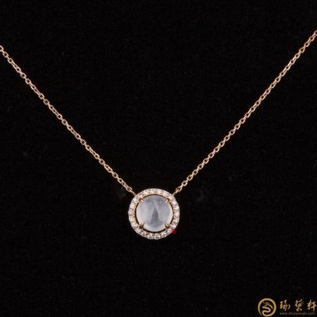 【琢艺轩】天然A货冰种翡翠锁骨链18k金镶钻  2.1克