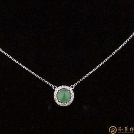 【琢艺轩】天然A货翡翠阳绿 锁骨链18k金镶钻  1.8克