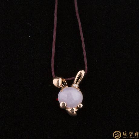 【琢艺轩】天然A货紫罗兰翡翠吊坠 吉祥兔 3克