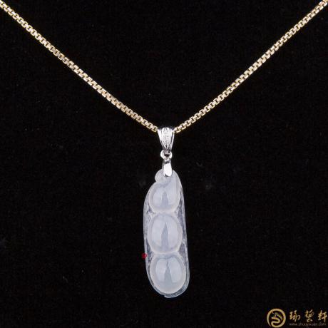 【琢艺轩】天然A货冰种翡翠18k挂坠金镶钻 四季平安 2.6克