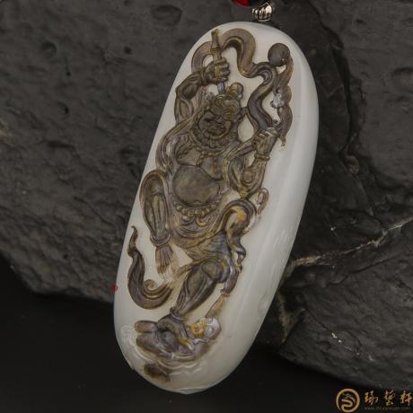 【琢艺轩】穆宇静 新疆和田玉黑皮羊脂白籽玉把件 金刚伏魔（独籽） 93克