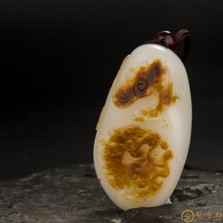【琢艺轩】穆宇静 新疆和田玉红皮一级白玉籽玉挂件 府上有龙(独籽) 55克