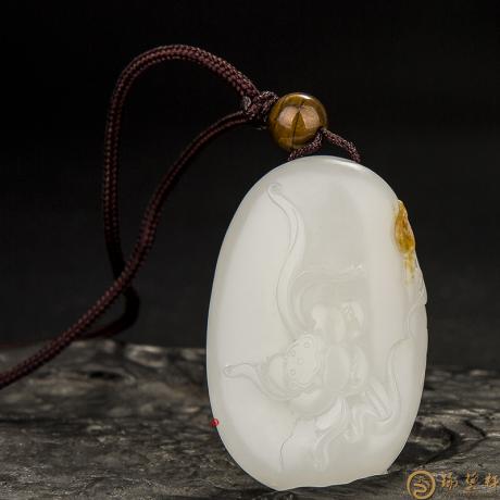 【琢艺轩】新疆和田玉黄沁皮羊脂白玉籽玉挂件 荷香（客户代卖） 20克