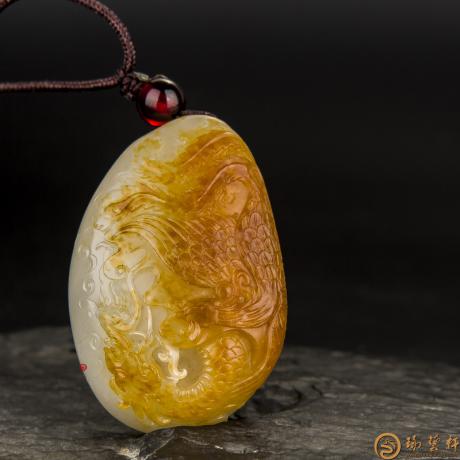 【琢艺轩】穆宇静 新疆和田玉黄沁白玉籽玉把件 龙凤呈祥（独籽） 51.5克