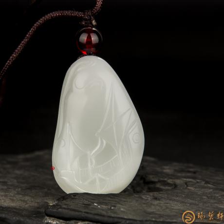 【琢艺轩】新疆和田玉白皮羊脂白玉籽玉挂件 一帆风顺（独籽） 20克