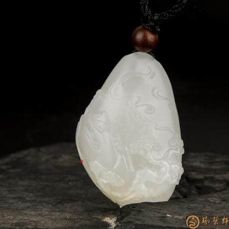 【琢艺轩】新疆和田玉黄皮羊脂白玉籽玉挂件 雪夜访友（独籽） 17克