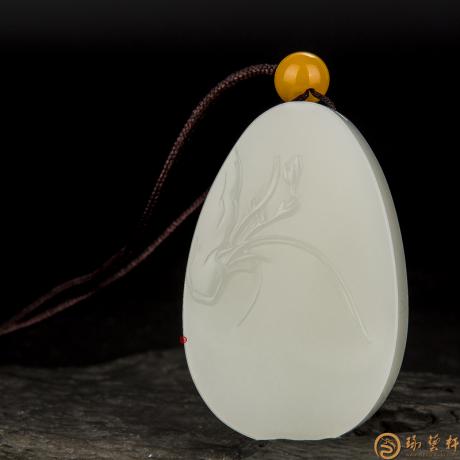 【琢艺轩】新疆和田玉黄皮白玉籽料玉牌 兰 33.4克