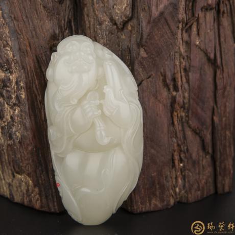 【琢艺轩】新疆和田玉白皮白玉籽玉把件 财神 90克