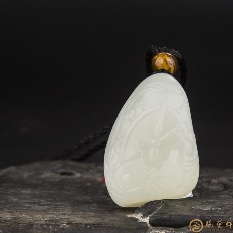【琢艺轩】新疆和田玉白皮白玉籽玉挂件 荏苒 20.7克