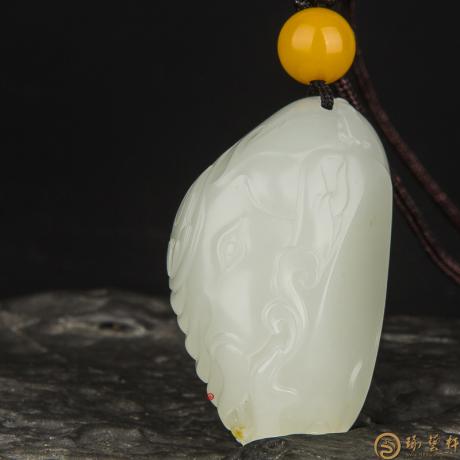 【琢艺轩】新疆和田玉洒金皮白玉籽玉挂件 太平有象 22.1克