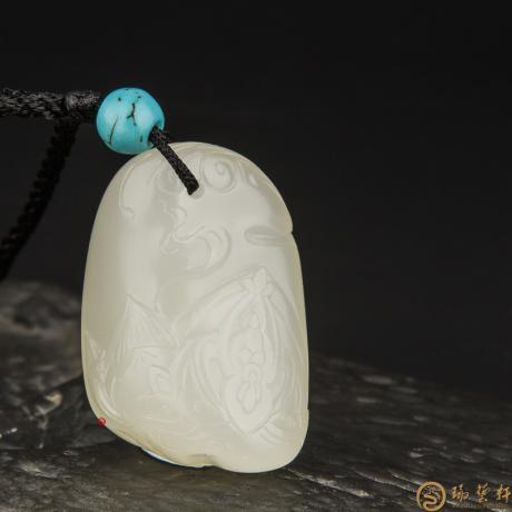 【琢艺轩】新疆和田玉洒金皮白玉籽玉挂件 华盖 13克