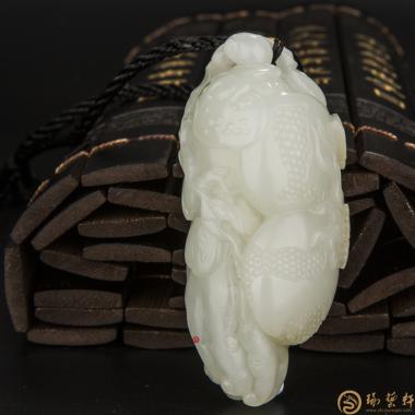 新疆和田玉洒金皮白玉籽玉把件 福禄寿 106克