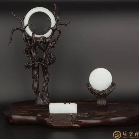 【琢艺轩】穆宇静 新疆和田玉一级白籽玉摆件 印象后海 271.3克