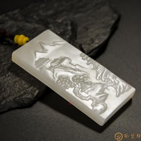 【琢艺轩】穆宇静 新疆和田洒金皮一级白籽玉牌子 悠然 73克