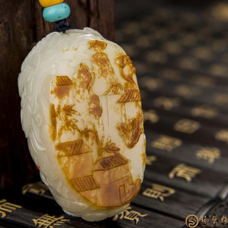 【琢艺轩】穆宇静 新疆和田红皮白玉籽玉把件 消失的图腾 93克