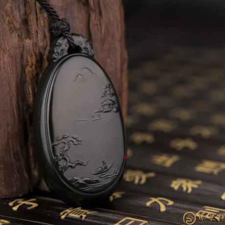 【琢艺轩】新疆和田墨碧籽玉挂件 怡然 26.7克