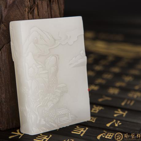 【琢艺轩】新疆和田一级白玉籽玉牌子 忆江南 97克