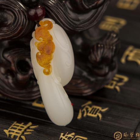 【琢艺轩】新疆和田红皮羊脂白籽玉挂件 四季有福 5克（客户代卖）