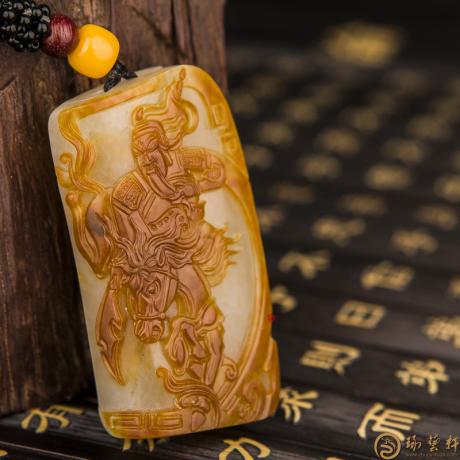 【琢艺轩】新疆和田红皮白玉籽玉挂件 忠义千秋 46.7克