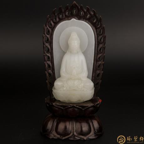 【琢艺轩】新疆和田玉羊脂白玉籽玉摆件 观音菩萨  186克