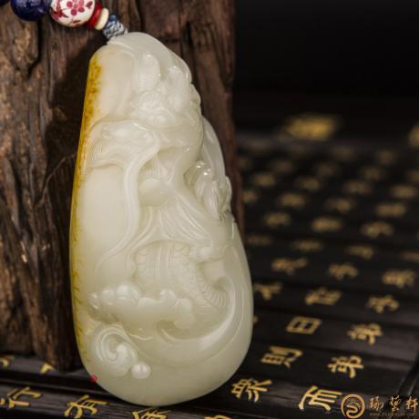 【琢艺轩】新疆和田玉洒金皮白玉籽玉把件 龙吟 175克