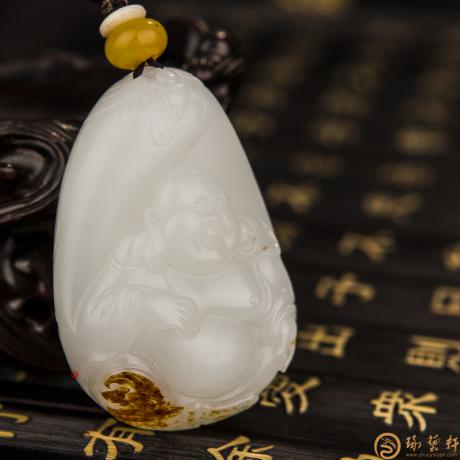 【琢艺轩】穆宇静 新疆和田红皮羊脂白籽玉挂件 弥勒佛 45克