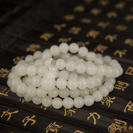 【琢艺轩】新疆和田玉一级白玉籽玉108颗手链 59克