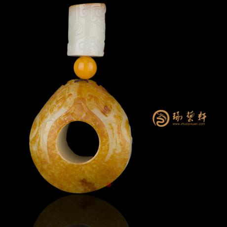 【琢艺轩】穆宇静 新疆和田红皮白玉籽玉扳指 大权在握 133.6克