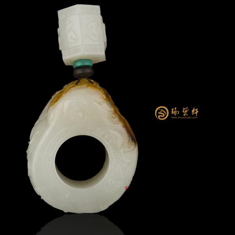 【琢艺轩】穆宇静 新疆和田红皮白玉籽玉扳指 黄财神 87.6克