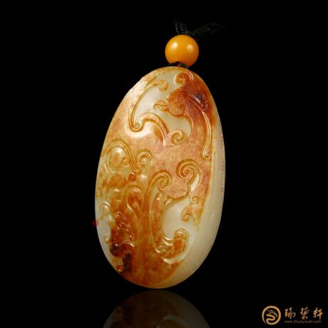 【琢艺轩】新疆和田红皮白玉籽玉挂件 丹凤 41.5克