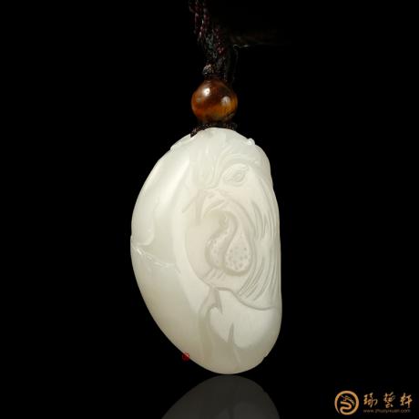 【琢艺轩】新疆和田白玉籽玉挂件 官上加官 15.8克