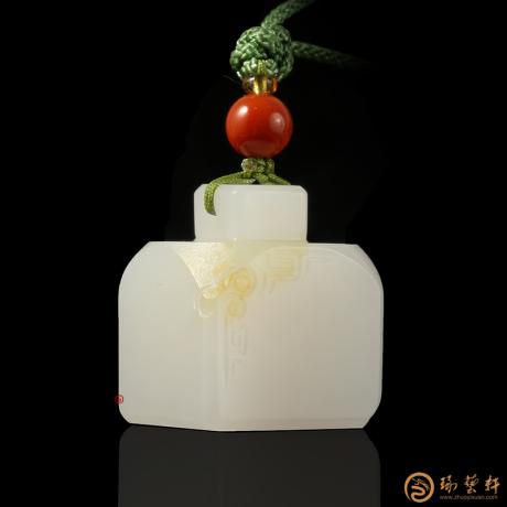 【琢艺轩】新疆和田黄皮白玉籽玉 印章 18.2克