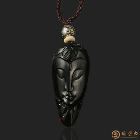 【琢艺轩】新疆和田墨碧籽玉挂件 观音 21克