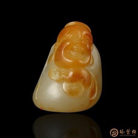 【琢艺轩】新疆和田黄沁白玉籽玉挂件 财福双至 12.3克