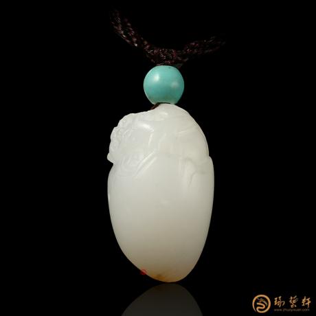 【琢艺轩】新疆和田红皮一级白籽玉挂件 福寿延年 9克