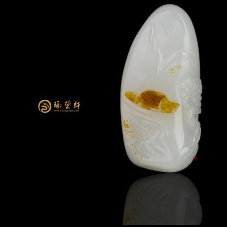【琢艺轩】新疆和田黄沁皮羊脂白玉籽玉挂件 怡然 28.5克
