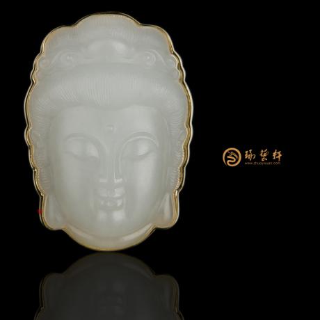 【琢艺轩】新疆和田籽玉18K金镶玉挂件 观音 6.3克