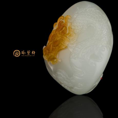 【琢艺轩】穆宇静 新疆和田黄沁白玉籽玉挂件 龙吟 55克
